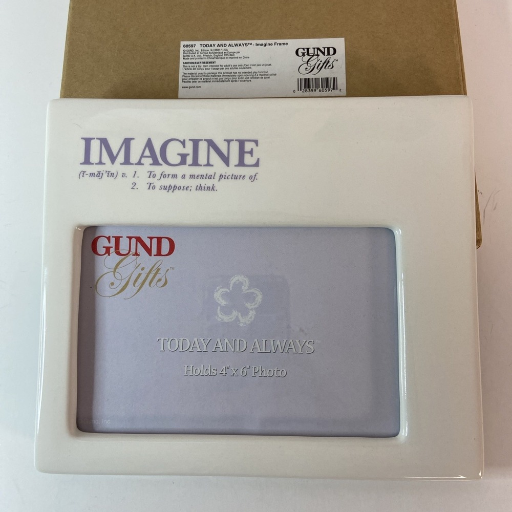 Gund Gifts Porcelain 4x6 Picture Frame Imagine Definition Photo Display New